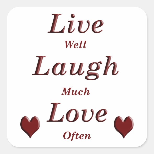 Adesivo Quadrado Live Laugh Love (Frente)