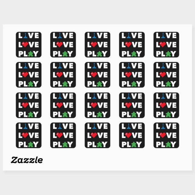 Adesivo Quadrado Live, Love, Tocar Texto Branco (Folha)