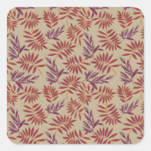 Lively Red and Purple Leaf Motifs on Neutral Beige