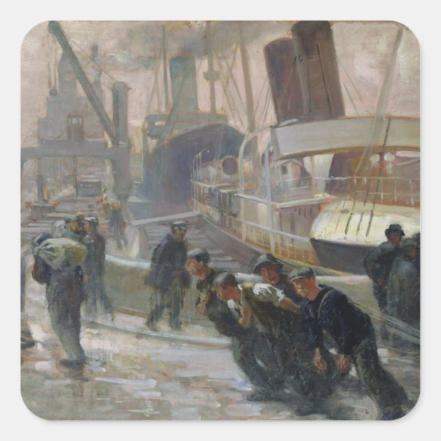 Adesivo Quadrado Liverpool Dockers no Dawn, 1903 (Frente)