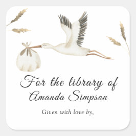 Adesivo Quadrado Livraria - Chá de fraldas, livros para bebê