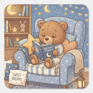 Adesivo Quadrado Livro Amante do Urso Teddy Fofo