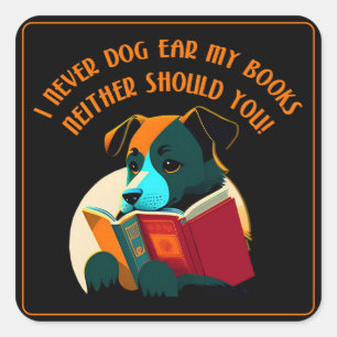 Adesivo Quadrado Livro Cachorro Cachorro Ouvido Humor