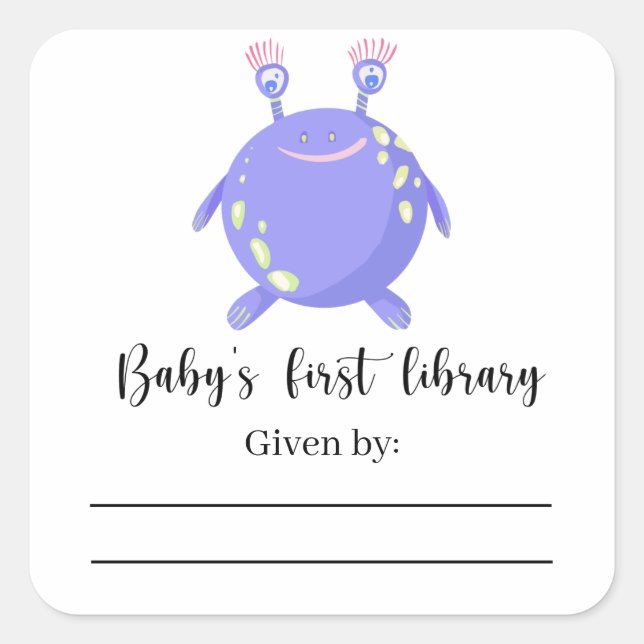 Adesivo Quadrado Livro de bebê - Chaveiro de festa de bebê, livros  (Frente)