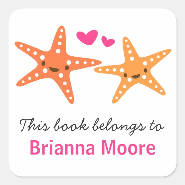 Adesivo Quadrado Livro de cadernetas de cartoons de animais de estr (Frente)