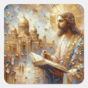 Adesivo Quadrado Livro De Jesus Da Vida - Coleção De Arte Da Série