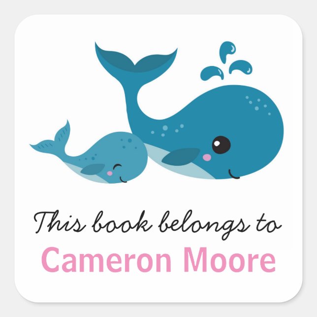 Adesivo Quadrado Livro de livrarias personalizado de baleias-branca (Frente)