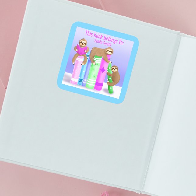 Adesivo Quadrado Livro de Livros Lendo da Rapariga (Criador carregado)