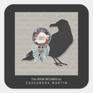 Adesivo Quadrado Livro do espírito animal do nativo americano do