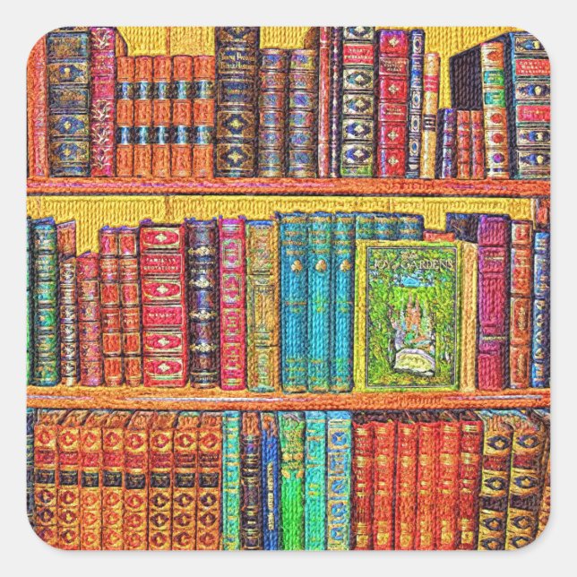 Adesivo Quadrado Livros de biblioteca (Frente)