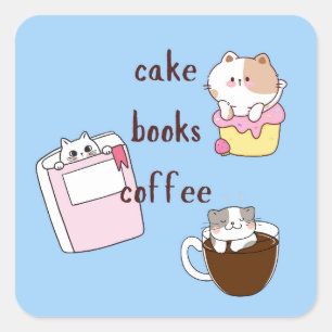 Adesivo Quadrado Livros de Bolo Café