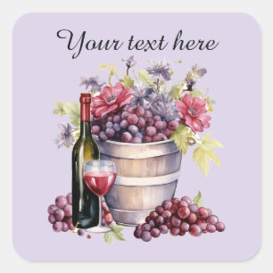 Adesivo Quadrado Livros de vinhos adicionam texto