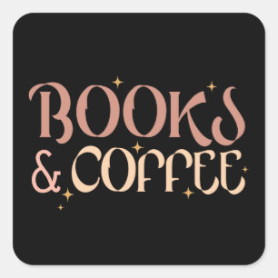 Adesivo Quadrado Livros e Café