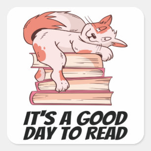 Adesivo Quadrado Livros - É um bom dia para ler