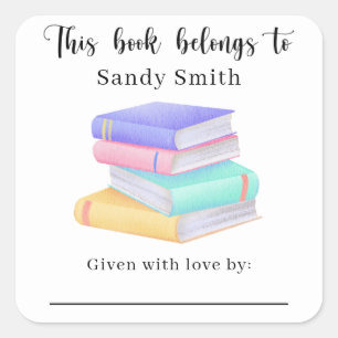 Adesivo Quadrado livros - Este livro pertence a com mensagem