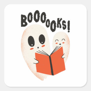 Adesivo Quadrado Livros Fantasmas Lendo Halloween