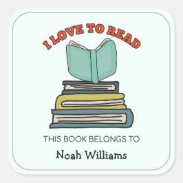 Adesivo Quadrado Livros para Crianças com Pilha Personalizada