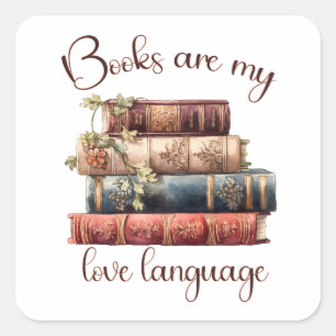 Adesivo Quadrado Livros São Minha Linguagem do Amor