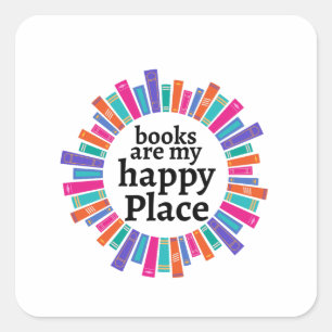Adesivo Quadrado livros são o meu lugar feliz