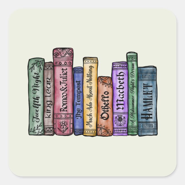 Adesivo Quadrado Livros Shakespeare n.o 1 (Frente)