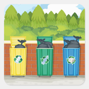 Adesivo Quadrado Lixeiras de Reciclagem Separação de Resíduos Codif