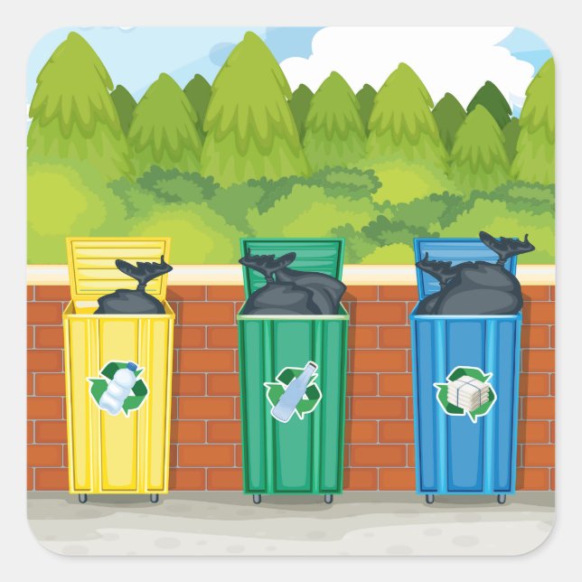 Adesivo Quadrado Lixeiras de Reciclagem Separação de Resíduos Codif (Frente)
