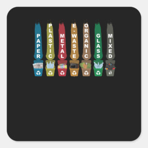 Adesivo Quadrado Lixo do reciclar