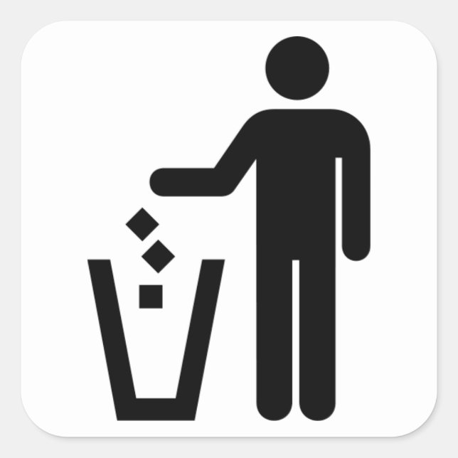 Adesivo Quadrado Lixo pode assinar preto e branco (Frente)