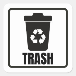 Adesivo Quadrado Lixo pode preto clássico