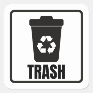 Adesivo Quadrado Lixo pode preto clássico