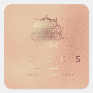 Adesivo Quadrado Liz Mandala Rosa Rosa Dourada Branco Metálico 4