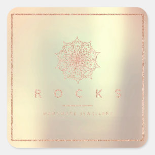 Adesivo Quadrado Liz Mandala Rosa Rosa Dourada Quadro Metálico