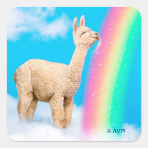 Adesivo Quadrado Llama Licking Rainbow