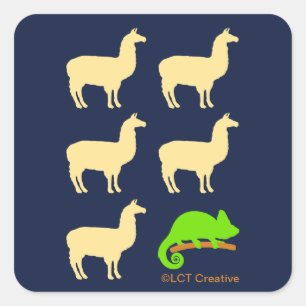 Adesivo Quadrado Llama Llama Llama Llama Llama Chameleon