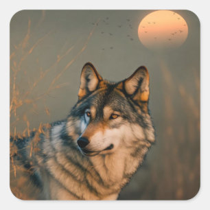 Adesivo Quadrado Lobo bonito