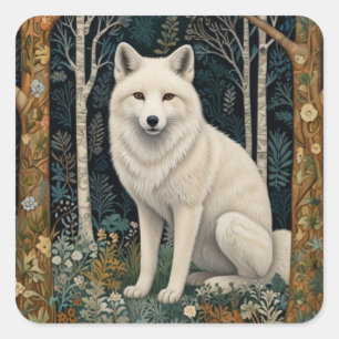 Adesivo Quadrado Lobo branco vintage boho floresta da floresta