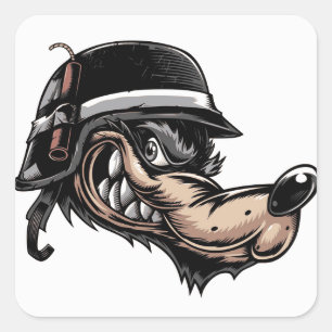 Adesivo Quadrado Lobo da Caricatura