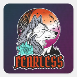 Adesivo Quadrado Lobo debaixo da Lua nas cores da bandeira lésbica