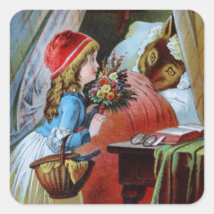 Adesivo Quadrado Lobo na cama da avó