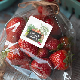 Adesivo Quadrado Locally Grown Rustic Farmer's Market