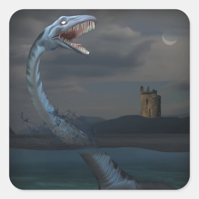 Adesivo Quadrado Loch Ness Monster (Creeptid) (Frente)