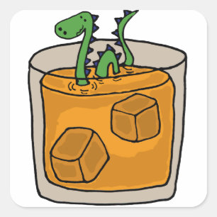 Adesivo Quadrado Loch Ness Monster em Scotch Whiskey Glass