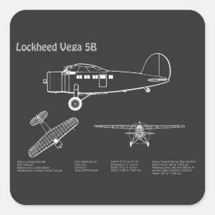 Adesivo Quadrado Lockheed Vega 5B - Planos de avião PD