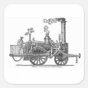 Adesivo Quadrado Locomotiva de Vapor Antecipado