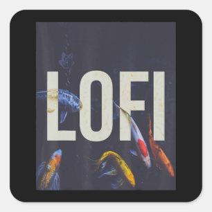 Adesivo Quadrado Lofi Hip Hop Tokyo Japan Koi Fish