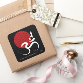 Adesivo Quadrado Logotipo animado índio espiritual do Red Sun Om Oh