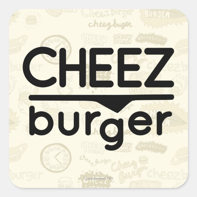 Adesivo Quadrado Logotipo Cheezburger (preto) (Frente)
