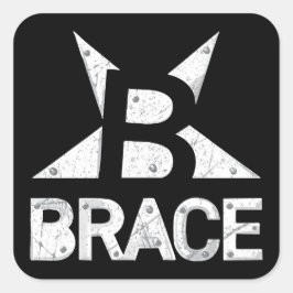 Adesivo Quadrado Logotipo 'Clássico' da BRACE, Texto branco em pret