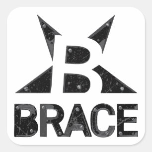 Adesivo Quadrado Logotipo 'Clássico' da BRACE, Texto preto em branc