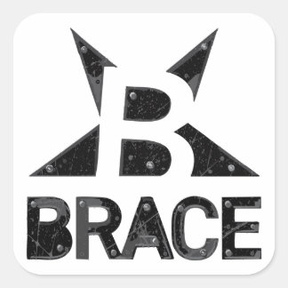 Adesivo Quadrado Logotipo 'Clássico' da BRACE, Texto preto em branc